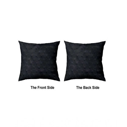 Pack Of_4 Polyester Printed Car Pillow Sets (Black, Size: 12x12 In)