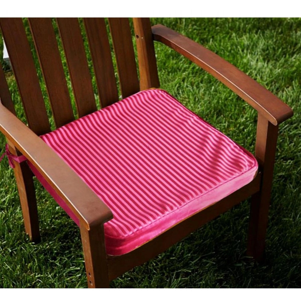 Pack Of_4 Polyester Solid Chairpads (Pink, Size: 16x16 In)