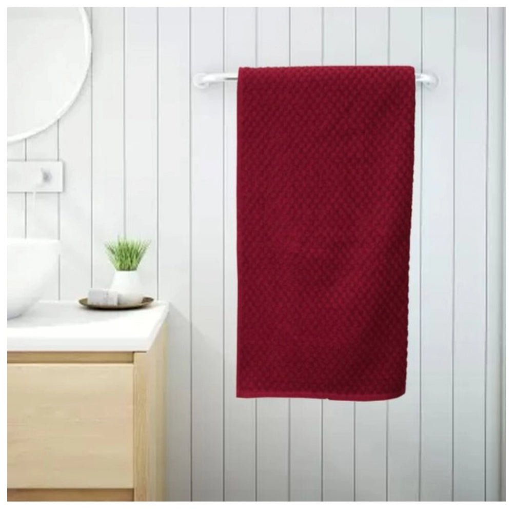 Cotton Popcorn Weave Bath Towels (Maroon)