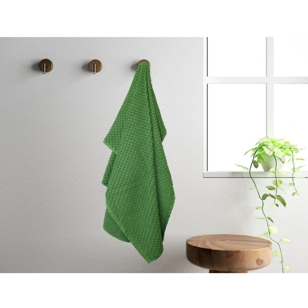 Cotton Popcorn Weave Bath Towels (Green)