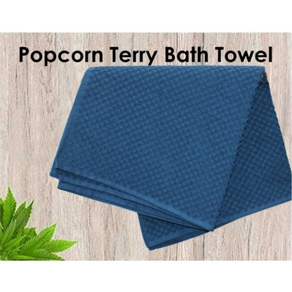 Cotton Popcorn Weave Bath Towels (Blue)