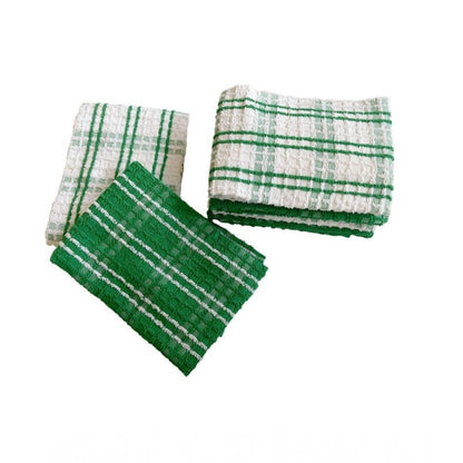 Pack Of_6 Cotton Checkered Kitchen Towel Sets (Green)