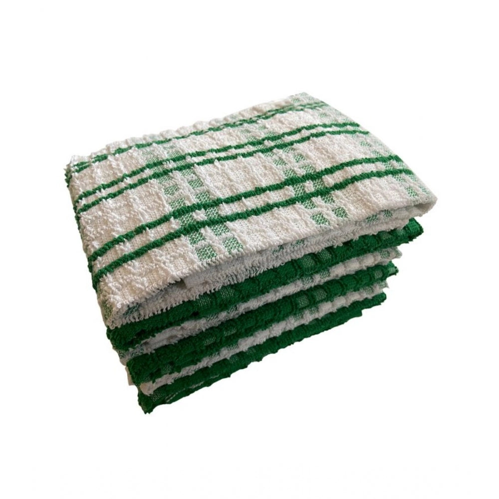 Pack Of_6 Cotton Checkered Kitchen Towel Sets (Green)