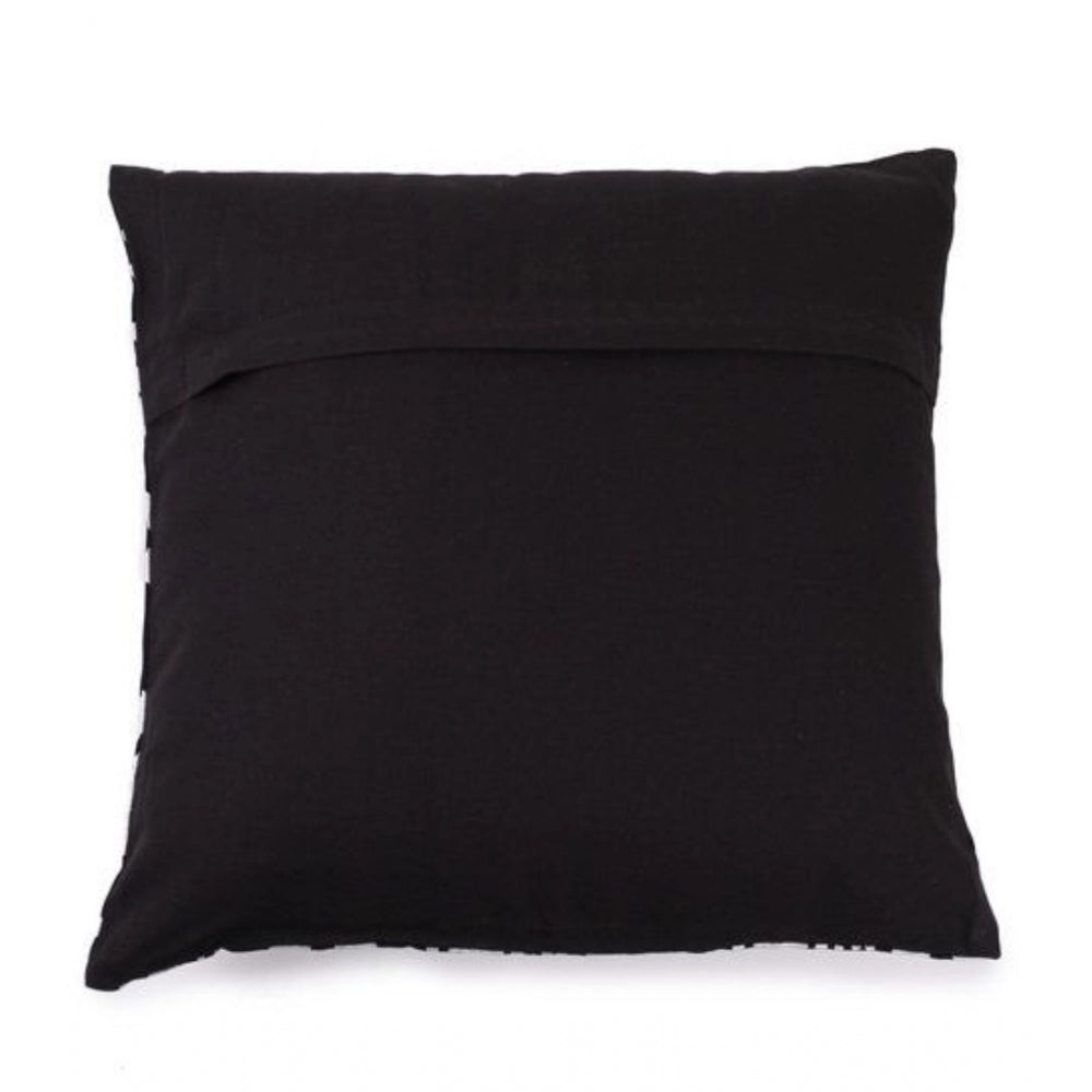 Pack Of_2 Cotton Printed Cushion Cover Sets (Black, Size: 16x16 In)