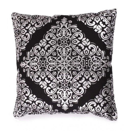 Pack Of_2 Cotton Printed Cushion Cover Sets (Black, Size: 16x16 In)