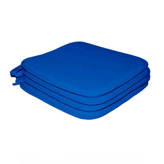 Pack Of_4 Cotton Blended Solid Chairpads (Blue, Size: 15x15 In)