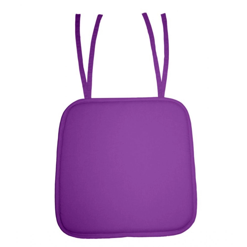 Pack Of_4 Cotton Blended Solid Chairpads (Purple, Size: 15x15 In)