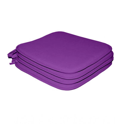 Pack Of_4 Cotton Blended Solid Chairpads (Purple, Size: 15x15 In)