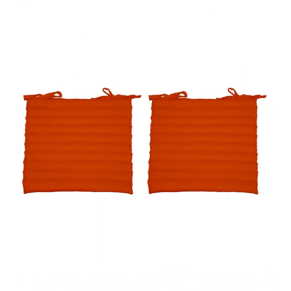 Cotton Blended Solid Chair Cushions (Orange, Size: 16x16 In)