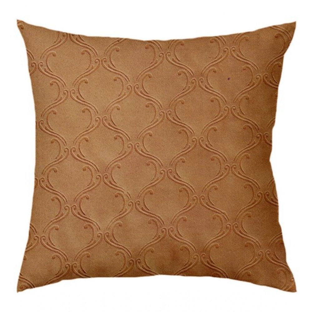 Pack Of_4 Polyester Printed Car Pillow Sets (Brown, Size: 12x12 In)