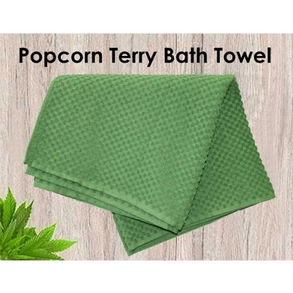 Cotton Popcorn Weave Bath Towels (Green)