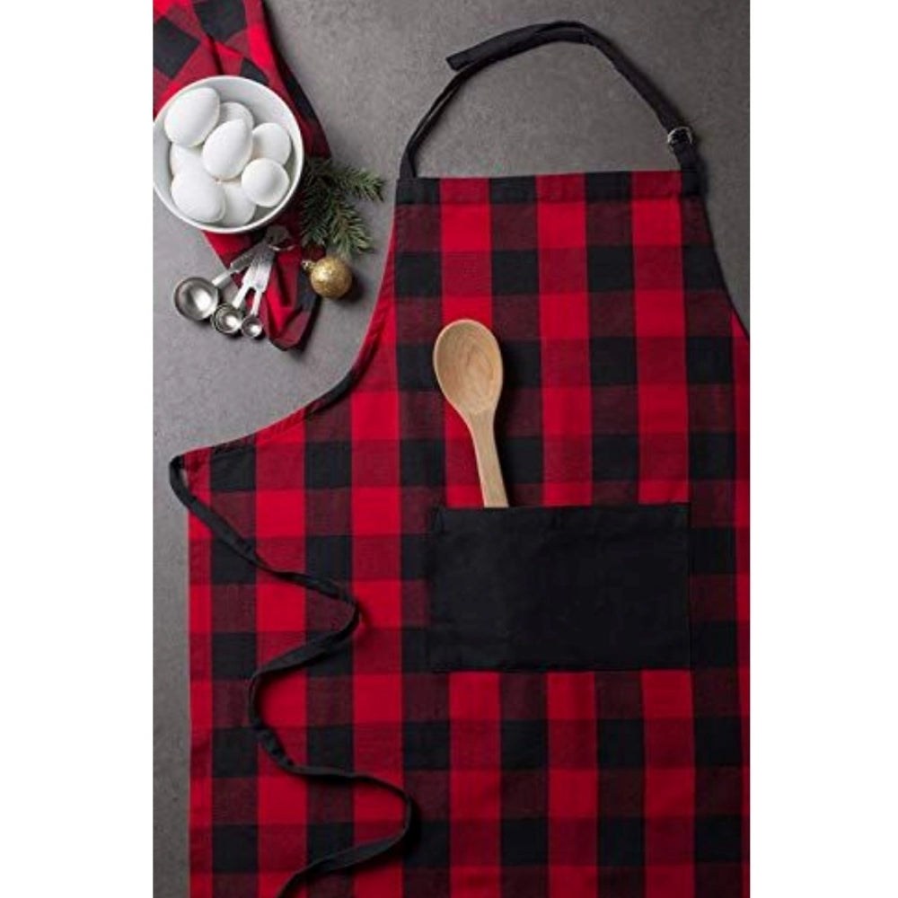 Cotton Printed Aprons (Red, Size: 28x32 In)