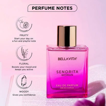 BellaVita SENORITA Woman EDP – Long-Lasting Floral & Fruity Women's Premium Perfume, 100ML