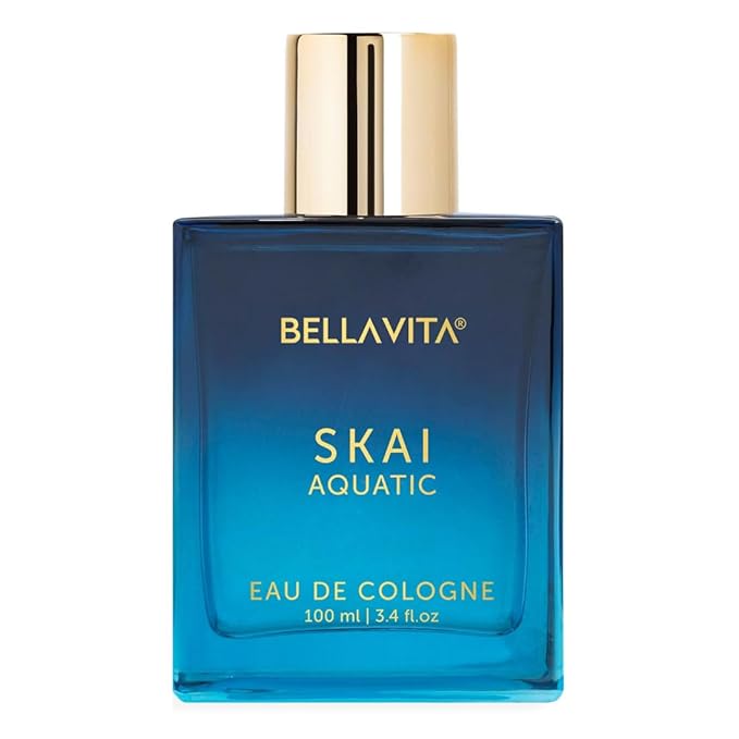 Bella Vita Luxury Skai Aquatic Unisex Eau De Cologne with Bergamot, Lavender & Patchouli|Premium, Long Lasting Woody Fragrance for Men & Women, 100 ML