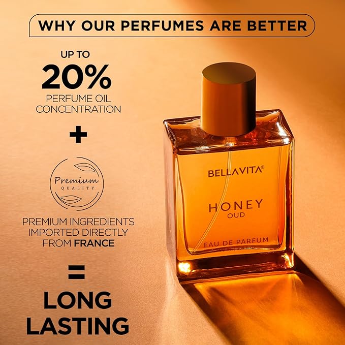 Bella Vita Luxury Honey Oud Unisex Eau De Parfum with Bergamot, Patchouli, Vanilla|Premium, Long Lasting Sweet & Spicy Fragrance for Men & Women 100ML