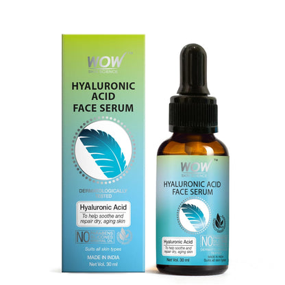 WOW Skin Science Hyaluronic Acid Moisturising Face Serum - Soothing & Repairing Dry and Aging Skin - For All Skin Types - No Parabens, Silicones & Mineral Oil- 30ml