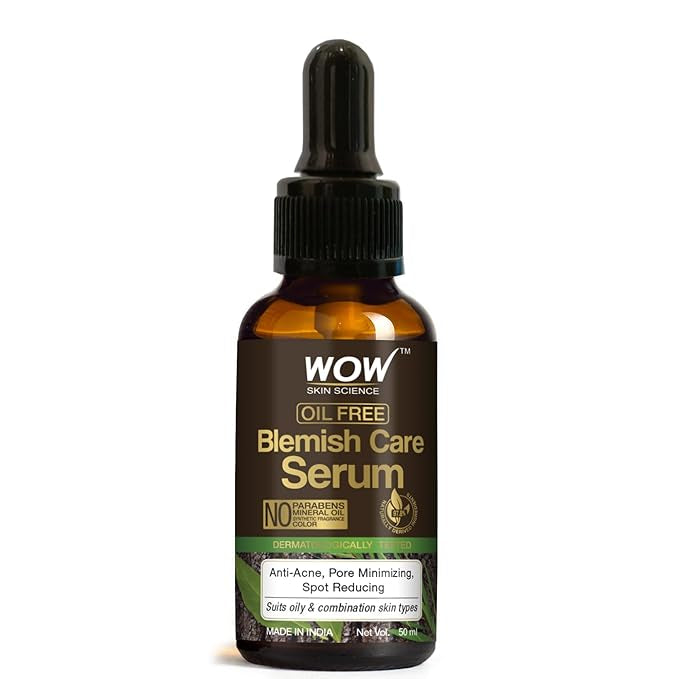 WOW Skin Science Blemish Care Serum - OIL FREE - Anti Acne, Spot Reducing - No Parabens, Silicones, Synthetic Fragrance & Color - 50mL