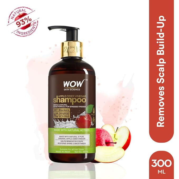 WOW Skin Science Apple Cider Vinegar Shampoo with DHT Blockers | Gentle & Natural Detox Formula that Helps Remove Buildup | Natural Ingredients | No Sulphate No Paraben | PH Balanced | For Men & Women – 300ml