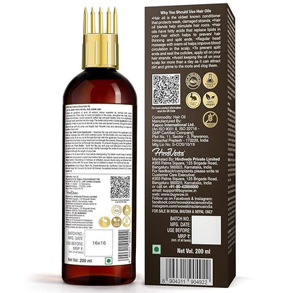 WOW Skin Science Amla Hair Oil - Pure Cold Pressed Indian Gooseberry Oil - Intensive Hair Care - with Comb Applicator - Non-Sticky & Non-Greasy - No Mineral Oil, Silicones, Synthetic Fragrance - 200mL