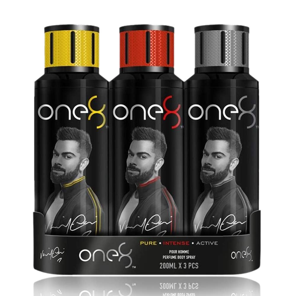 One8 By Virat Kohli Perfumed Deodorant Body Spray For Men, 200ml Each (Pack Of 3)