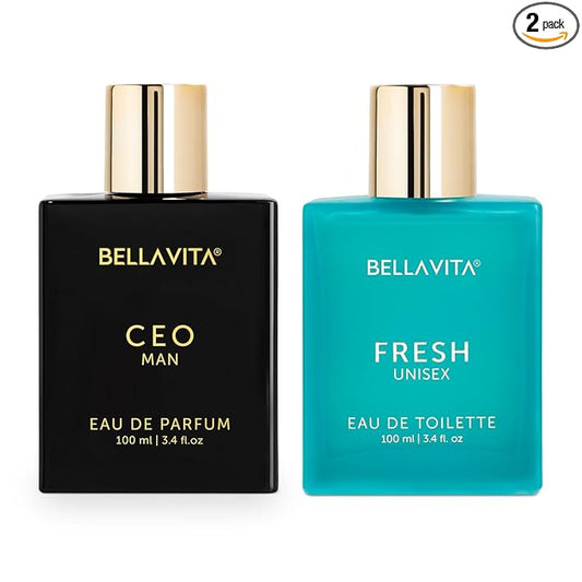 Bella Vita Luxury CEO Men EDP & Fresh Unisex EDT Liquid Perfumes Combo, Pack of 2 Premium Long Lasting Fragrance Scents for Men & Women, 100 ml Each