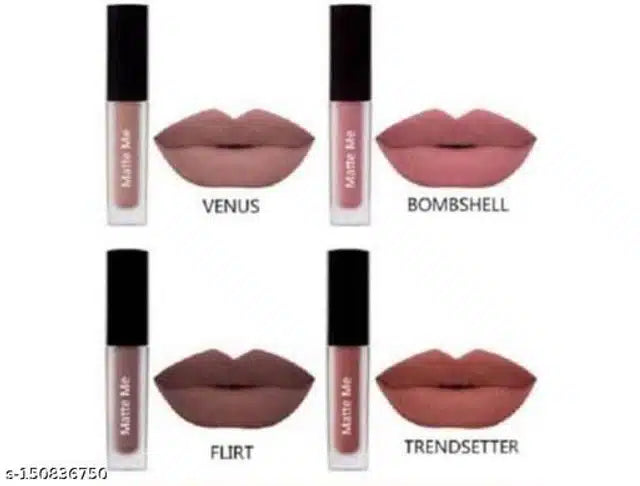 Waterproof Liquid Matte Lipsticks (Nude, Pack of 4)