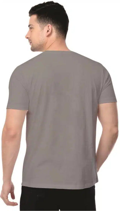 Half Sleeves Printed T-Shirt for Men (Grey, S)