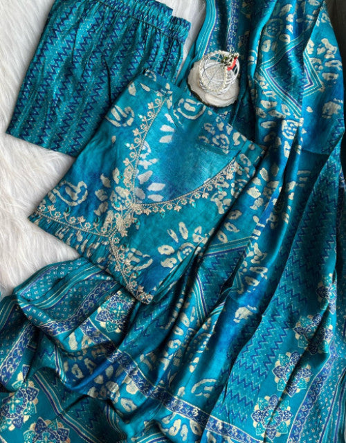 Light Skyblue Meadow Salwar Suit