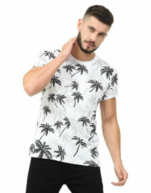 Men Aop Tree White Graphic All Over Printed Cotton Men