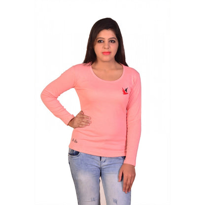 Women's Solid Full Sleeve T-Shirt Top Casual Wear